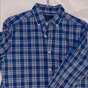Nautica Men's Stretch Plaid Shirt - Blue and Green